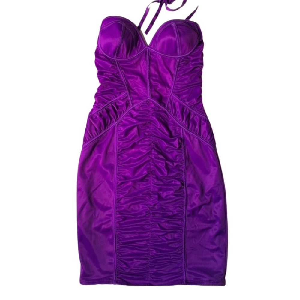 BEBE Halter Corset Royal Purple Dress Size XS